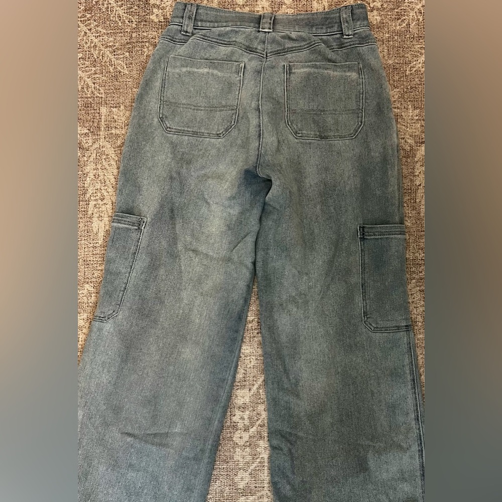 Democracy wide leg patch pocket high rise jeans in light wash